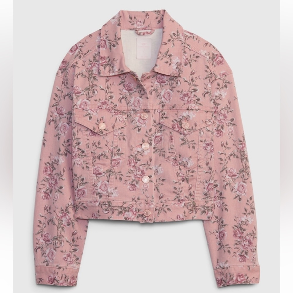 Gap & Loveshackfancy Kids Floral Denim Jacket Size XL